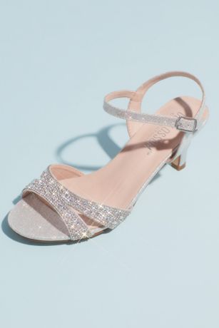 Allover Crystal Quarter-Strap Low Heels