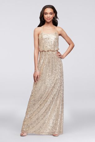 Allover Sequin Blouson Tank Bridesmaid Dress