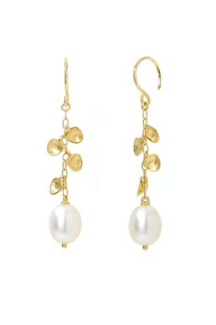 18k Gold and Freshwater Pearl Dangle Earrings