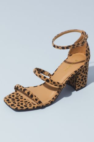 Animal-Print Square-Toe Block Heel Sandals