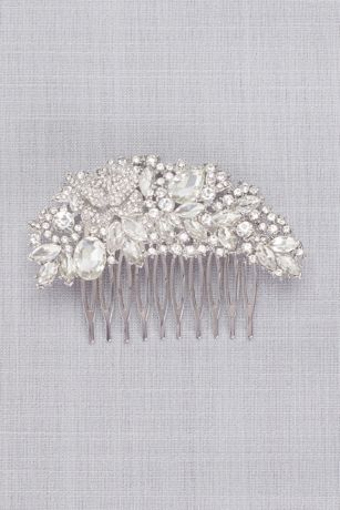 Arched Floral Crystal Cluster Comb