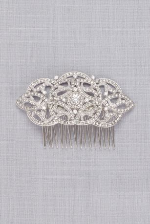 Art Deco Pave Crystal and Pearl Comb