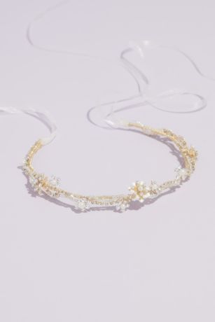 Wavy Crystal and Pearl Cluster Headband