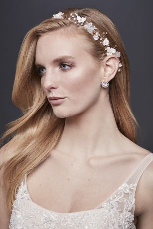 3D Flower Ribbon-Tie Headband with Pearls