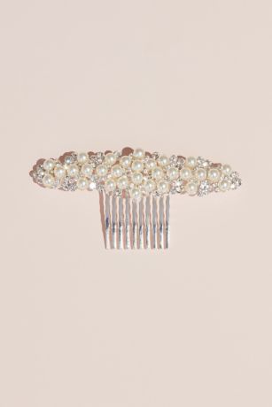 Wide Pearl and Crystal Comb