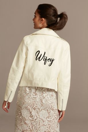 Wifey Script Moto-Style Vegan Leather Jacket