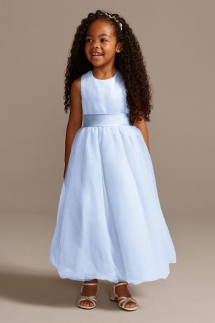 As Is Satin Flower Girl Dress with Tulle Skirt