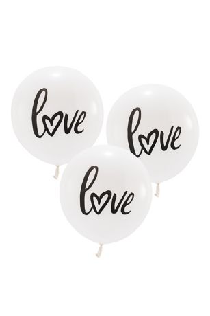 17 Inch White Round Love Balloons Set of 3