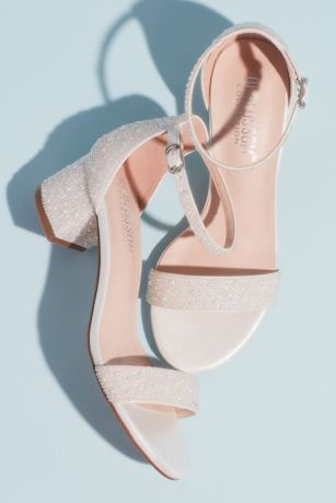 Allover Iridescent Pearl Low Block Heel Sandals