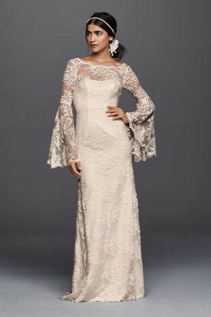 All-over Lace Sheath Wedding Dress with Open Back