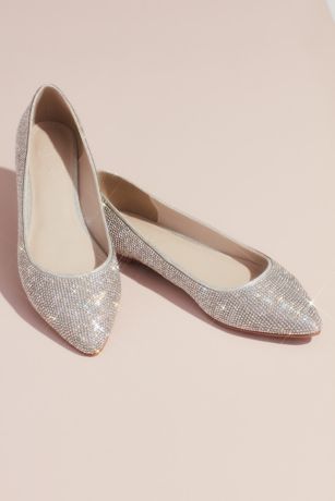 Allover Crystal Metallic Almond-Toe Flats