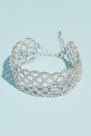 Woven Pave Crystal Bracelet with Scalloped Trim