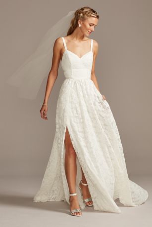 As Is Grosgrain Banded Stretch Lace Wedding Dress