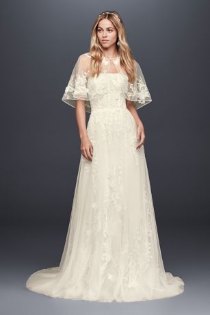 As Is Floral Lace Wedding Gown with Capelet