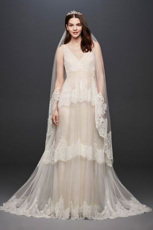 As Is Banded Eyelash Lace Layered Wedding Dress