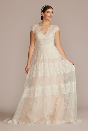 As Is Cap Sleeve Lace A-Line Wedding Gown