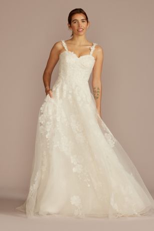 As Is Layered Floral Applique A-Line Wedding Dress