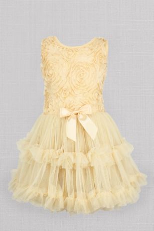 Appliqued Flower Girl Petticoat Dress with Bow