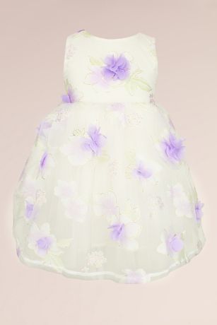 3D Florals Embroidered Organza Flower Girl Dress