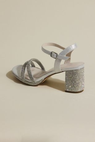 Allover Crystal Platform Block Heels