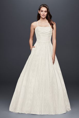 Allover Lace Ball Gown with Spaghetti Straps