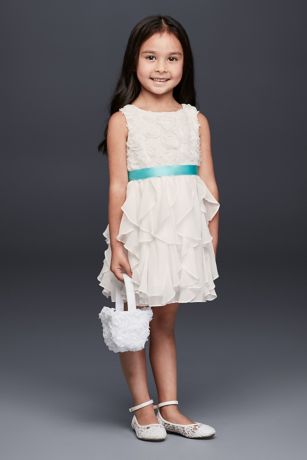 As Is Rosette Flower Girl Dress with Ruffled Skirt