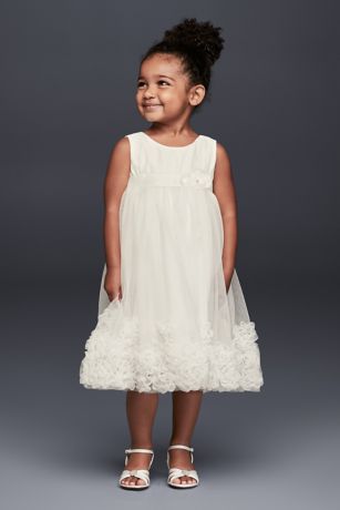 3D Pearl Blossom Tulle Flower Girl Dress