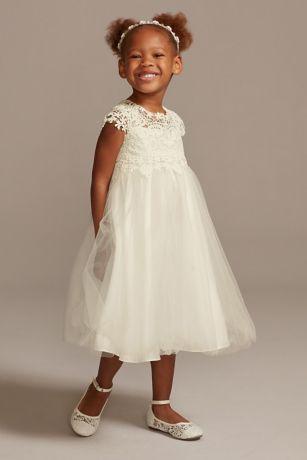 Venise Lace Cap Sleeve Flower Girl Dress