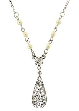 Amore Elongated Teardrop Bridal Necklace