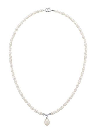 White Pearl Necklace with Pearl Drop Detail