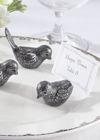 Antique Bird Place Card Holder Set of 4