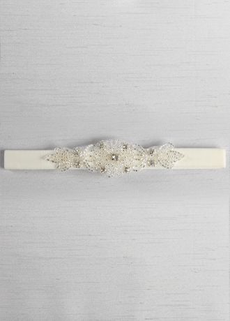 Velvet Elastic Garter with Rhinestone Applique