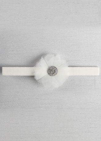 Velvet Elastic Garter with Organza Flower Brooch