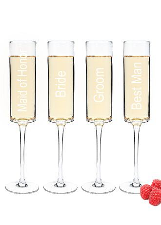 Wedding Party Champagne Toasting Flutes Set of 4