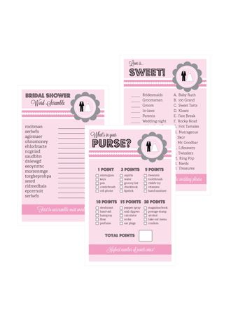 Wedding Shower Bridal Shower Games Set of 10