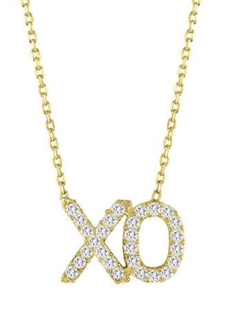 XO Script CZ Pendant Necklace