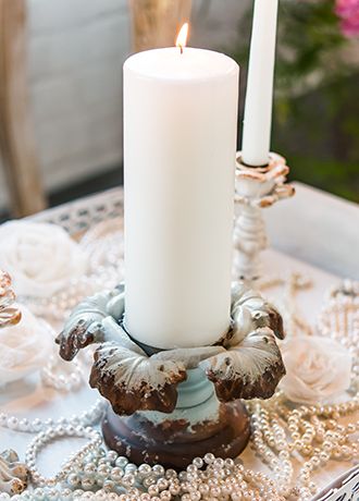 Vintage Inspired Iron Pillar Candle Holder