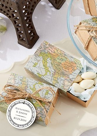 Around the World Map Favor Box Set of 24