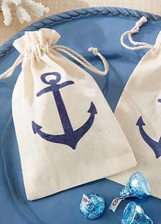 Voyages Anchor Muslin Favor Bag Set of 12