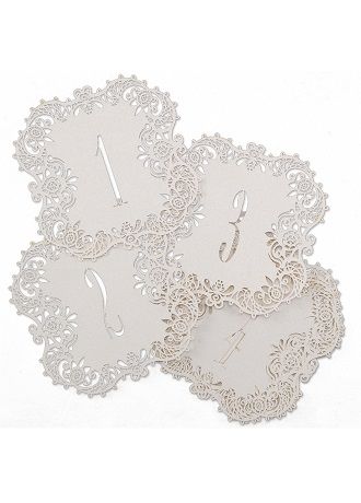 White Shimmer Laser Table Number Cards Set of 10