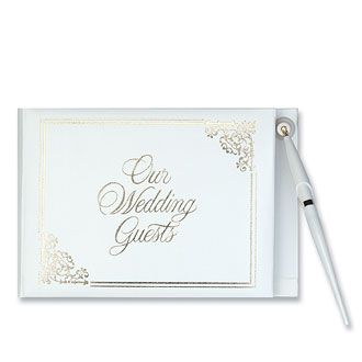 White Wedding Guest Book with Pen