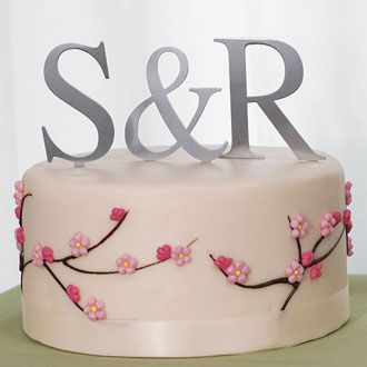 3 Inch Brushed Silver Monogram Cake Toppers