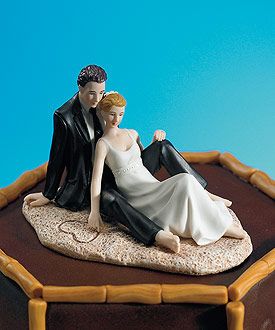 Wedding Couple Lounging on the Beach Cake Topper