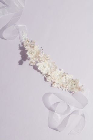 Allover 3D Floral Sash with Crystals