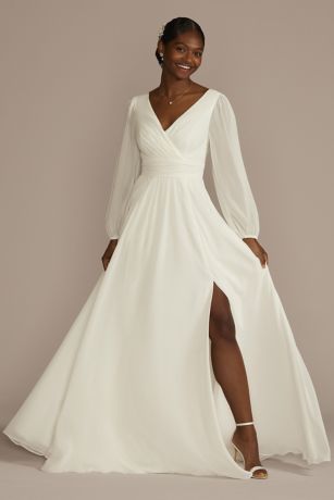 As Is Long Sleeve Chiffon A-Line Wedding Dress