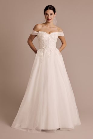 Applique Ball Gown Off-the-Shoulder Wedding Dress