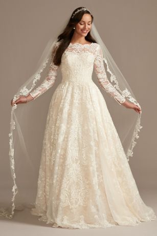 As Is Long Sleeve Lace Folded Skirt Wedding Dress