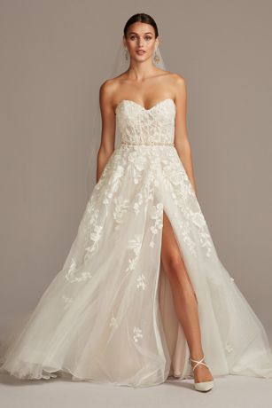 As Is Floral Wedding Dress with Removable Sleeves