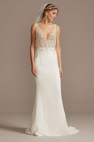 As Is Beaded Corset Crepe Wedding Dress