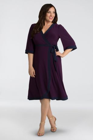 Weekend Stretch Knit Plus Size Wrap Dress